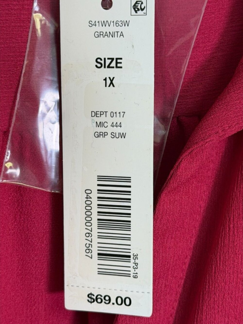 Investments Woman 1X Granita Rose Hidden Button Blouse NWT - Picture 7 of 9